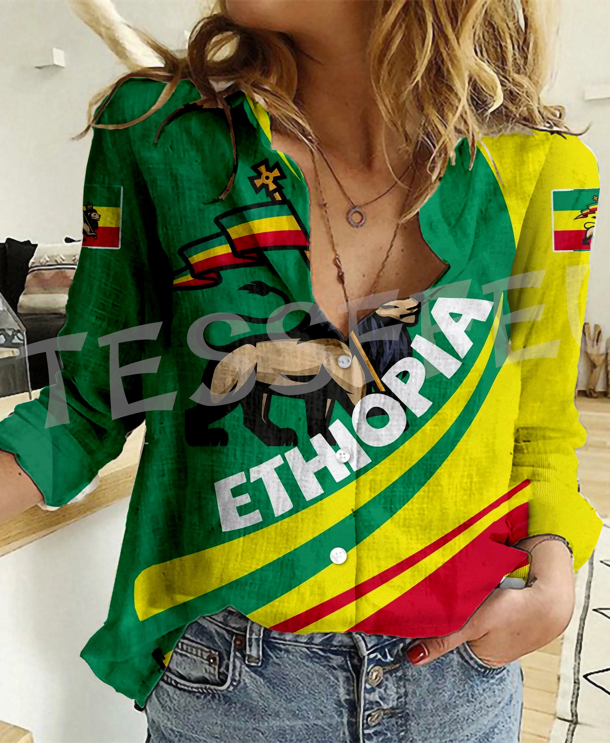 Africa Ethiopia Reggae Lion Vintage Tattoo Retro 3DPrint Streetawear Harajuku Women Casual Button-Down Shirts Long Sleeves XA9 africa ethiopia reggae lion vintage tattoo retro 3dprint streetawear harajuku women casual button down shirts long sleeves xa1