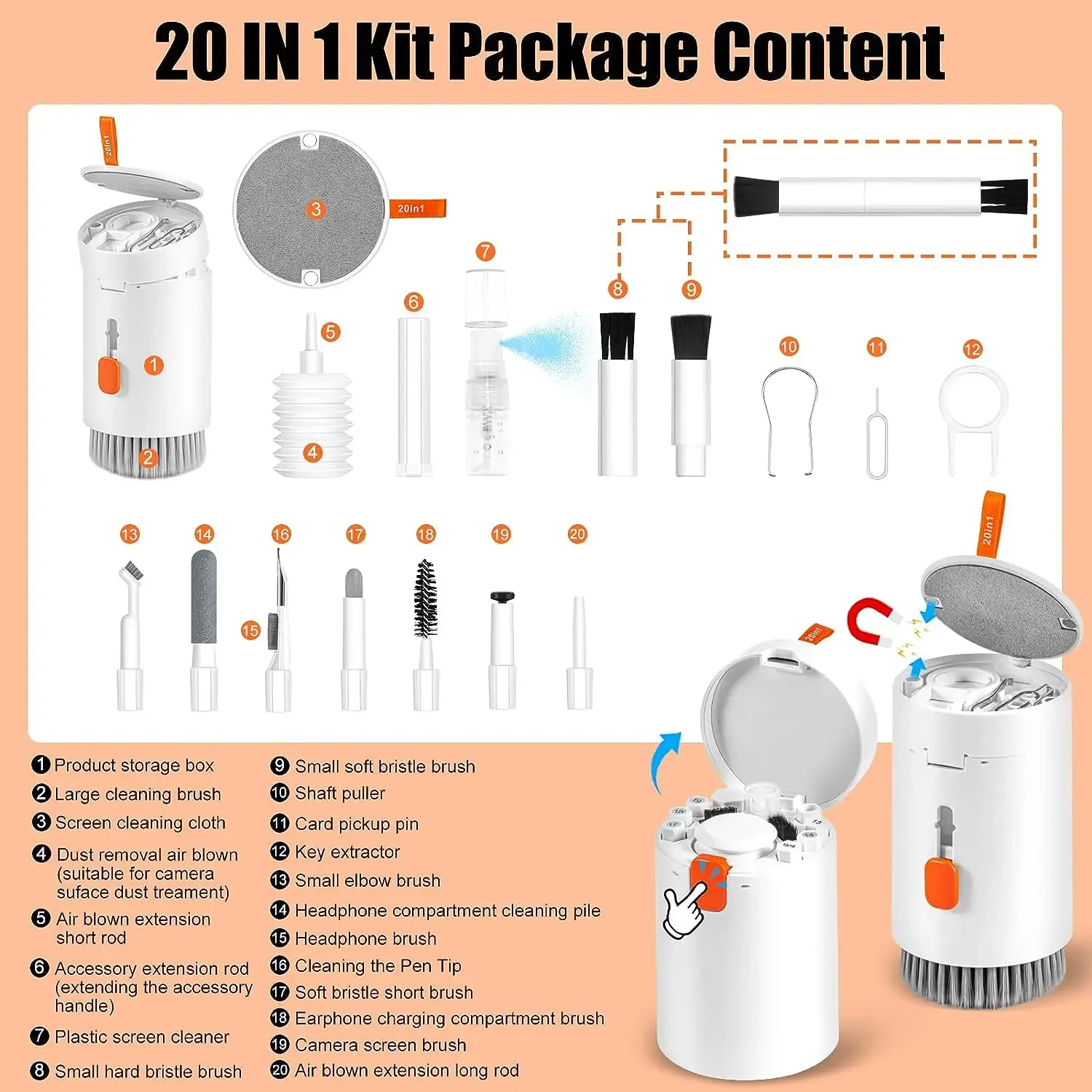 20 in 1 Cleaner Kit 7 in1 Computer Keyboard Cleaning Tools Set Clean Brush For Airpods Pro Laptop PC Tablet Camera Cleaning Pen 3