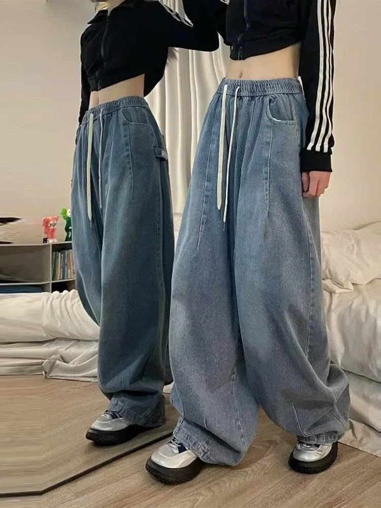American Baggy Jeans Women Long Pant Wide Leg Hip Pop