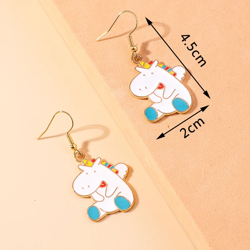 Aihua Niedliche Emaille-Tiere-Ohrringe, schöne Katze, Kaninchen, Einhorn, Alpaka-Tropfenohrring für Frauen und Mädchen, Geburtstagsgeschenke, Party-Schmuck – Detail 5