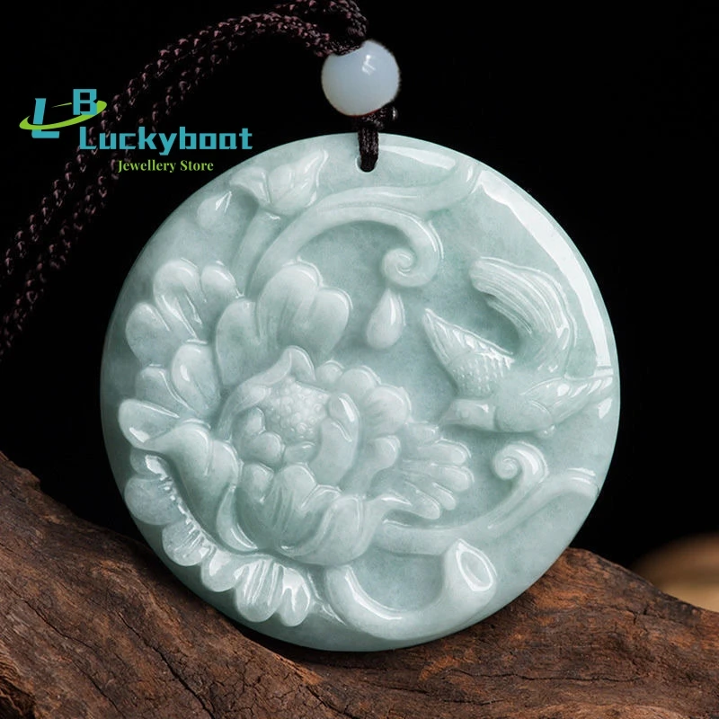 

Lantian нефритовые цветы цветение и богатство кулон ожерелье аксессуары ювелирные изделия амулеты зеленые подарки женские натуральные резные подвески