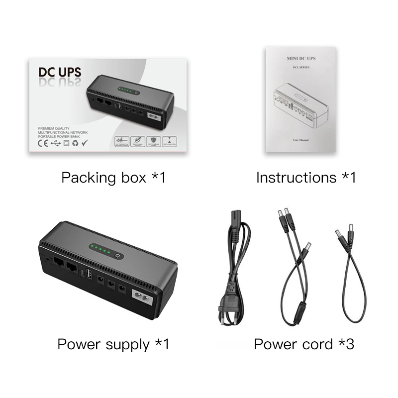DC UPS Uninterruptible Power Supply Battery Backup 10400mAh 5v 9v 12v Output Power Router Adapter Eu Plug Type-C Safety