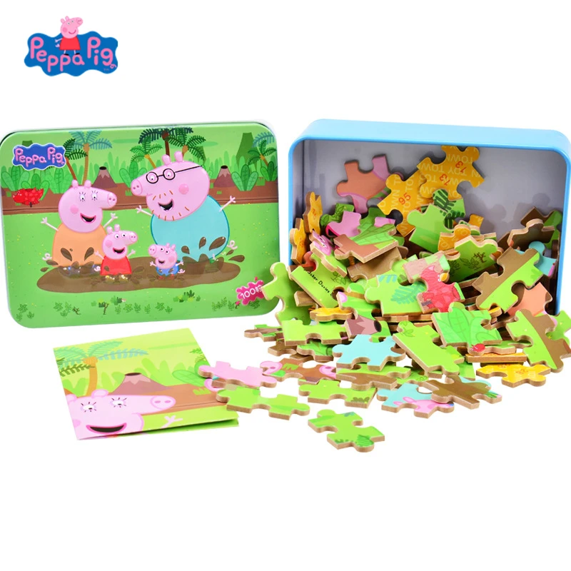 Piggy Peppa Boys and Girls Assembling Scene Toys Puzzle Learning DIY  Children's Cartoon Educational Toys Wooden Puzzle Toys