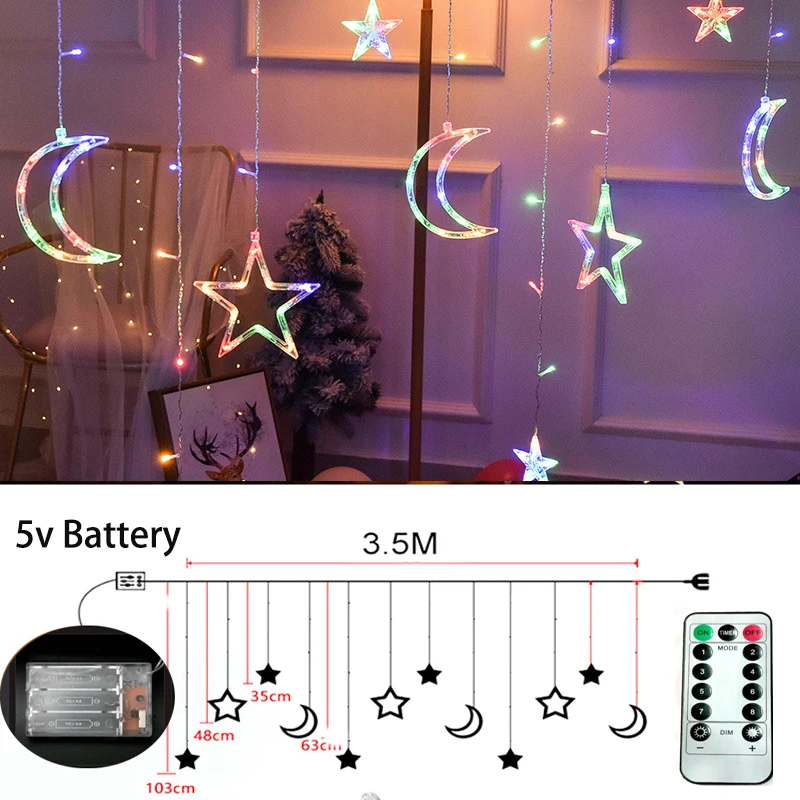 red fairy lights 3.5M 110V 220V Star Curtain String Light 138 LED Fairy Lights 8 Lighting Modes for Ramadan Party Bedroom Wedding Christmas Decor fairy light tree String Lights