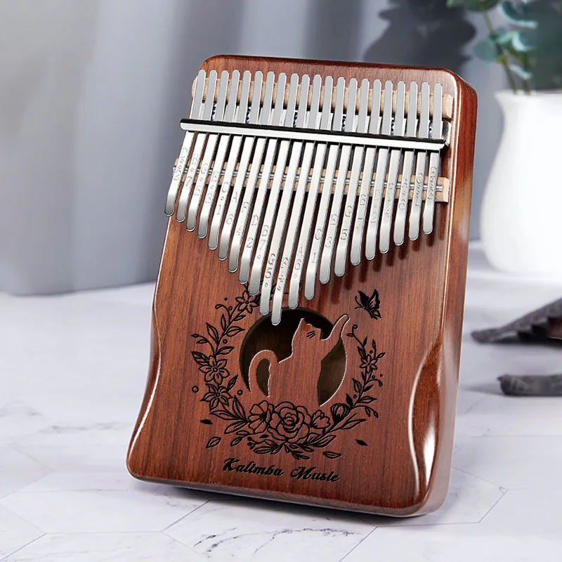 17 Key Kalimba Instrument Full Solid Wood Maracas Thumb Piano 21