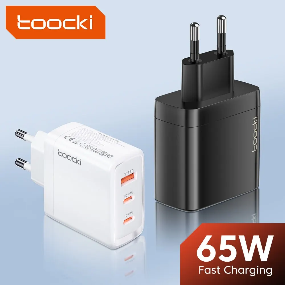 Toocki 65W USB Phone Charger GaN USB Type C Quick Charge QC4.0 QC PD3.0 High Speed Charger Korea UE Plug for Laptop Xiaomi 13 PC