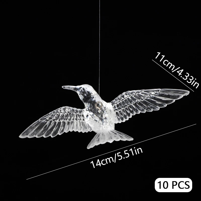 10Pcs Transparent Acrylic Hummingbird Pendant Ornaments Clear Mini Bird Animal Hanging Ornaments for Home Decoration Accessories 5