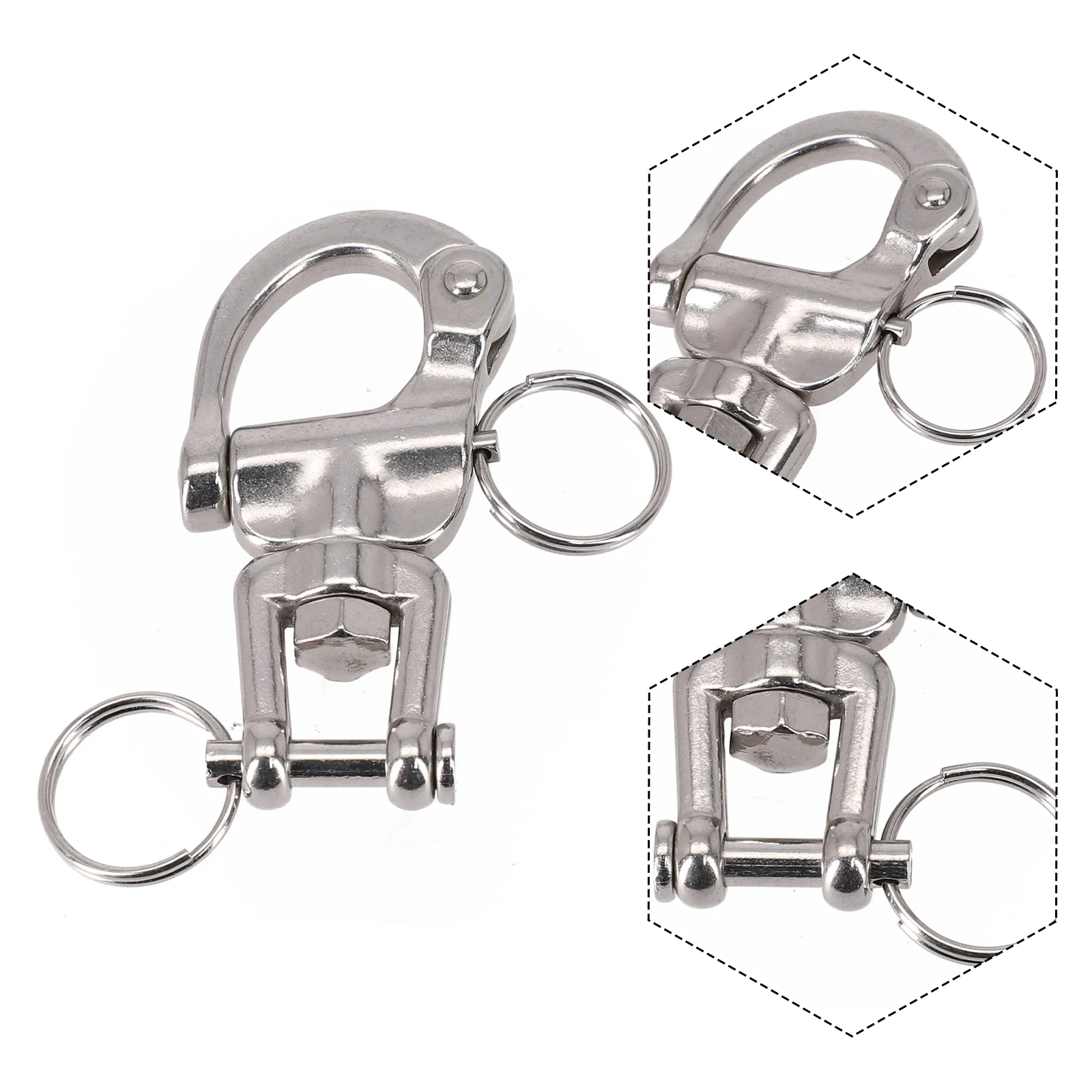 Brand New Swivel Shackle Boat Parts Universal Fitment 316 Stainless Steel 70mm Accessories Fork Marine Hardware 2 5 10pcs 38mm metal hook buckles swivel trigger clasp keyring clip buckle for bag strap hang carabiner diy hardware accessories