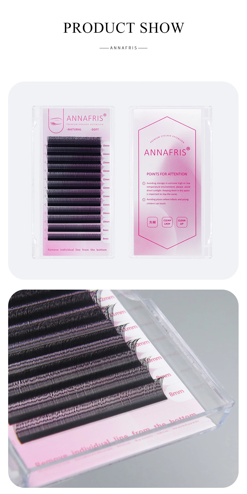 ANNAFRIS U-förmige YY 3D 4D 5D Wimpernverlängerung, vorgefertigte Volumenfächer, U-förmige Wimpern, natürliche, weiche, dünne, doppellagige U YY-Wimpern – Detail 6