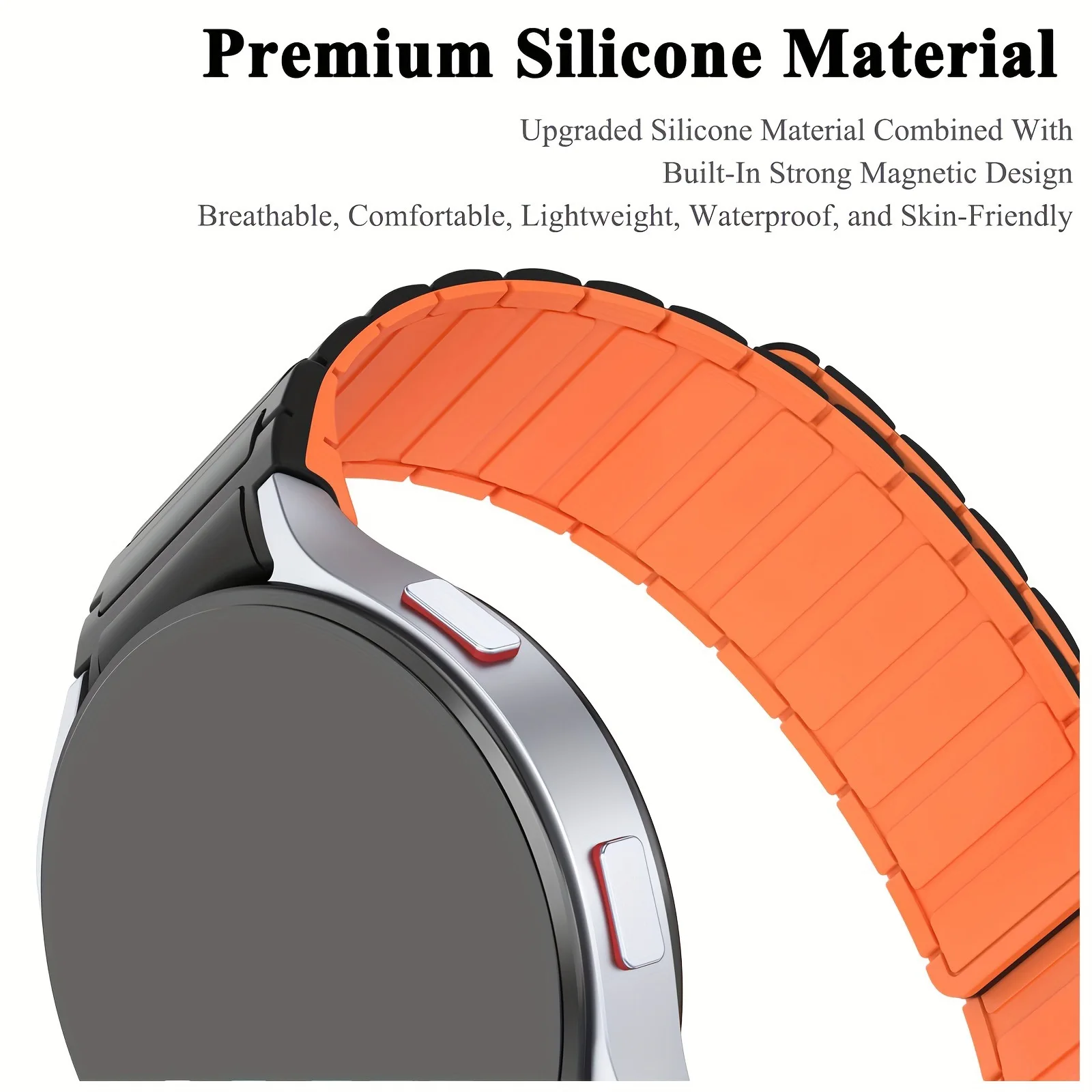 Sleek 20mm Silicone Magnetic Watch Band - No Gap Design