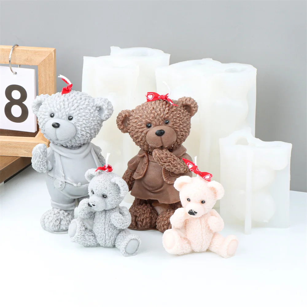 Description Picture 6 of itemFamily Teddy Bear Silicone Mold Craft Scented Candle Soap Plaster Bowtie Bear Family 3D Bears Animal decora