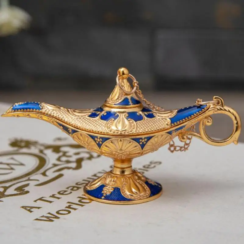 New Zinc Alloy Drip Color Aladdin Magic Lamp Creative Retro Home Crafts Metal Ornaments Birthday Gifts Home Figurines Decor