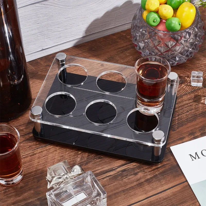 12 Shot Glass Tray Holder Bar Acrylic Shot Glasses Holders Wine Glass Cup Serving Tray Cups Organizer Shot Glass Display 6