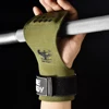 1Pair Cowhide Gym Fitness Gloves Straps Grips Anti-Skid Weight power belt Lifting Pads Protection For Deadlift Workout Exercise 3