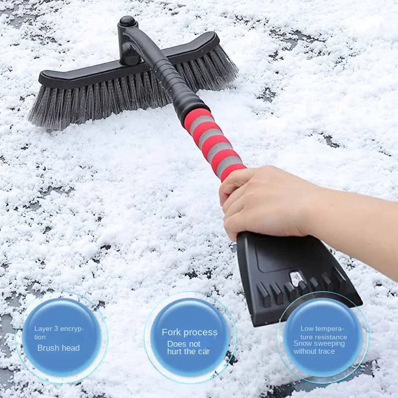 Grattoir à Glace Et Brosse à Neige 2 En 1 Télescopique - Pour Voiture Et Surfaces Vitrées - Longueur 53 à 70 Cm - Poignée Confort EVA