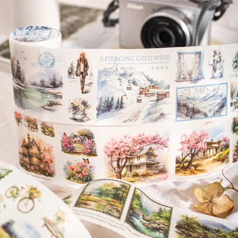 Mr. Paper, Landscape City Architecture Theme Stickers, Scrapbook Notebook Phone Case Diary Decorative Stickers Tape 200cm/roll 3