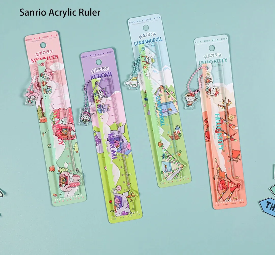 Acrylic ruler 1pc Sanrio Acrylic Ruler Kuromi Mymelody Cinnamoroll Hellokitty Cute Cartoons Ruler Drafting Tool School Supplies Stationery