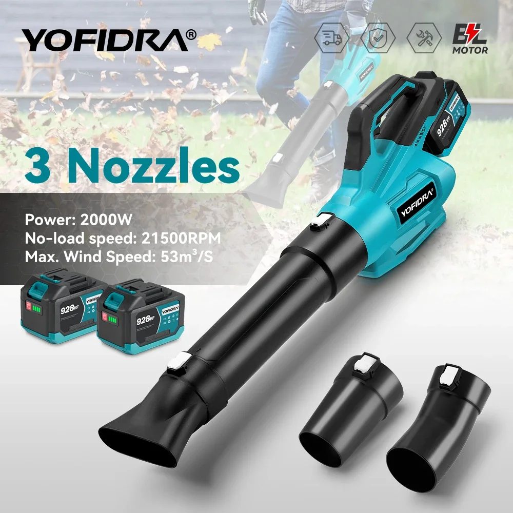 Brushless Electric Blower Cordless Powerful Household Leaf Dust Blowing Snow Cleannig Tool For 18V-21V Battery YOFIDRA air blower,electric blower