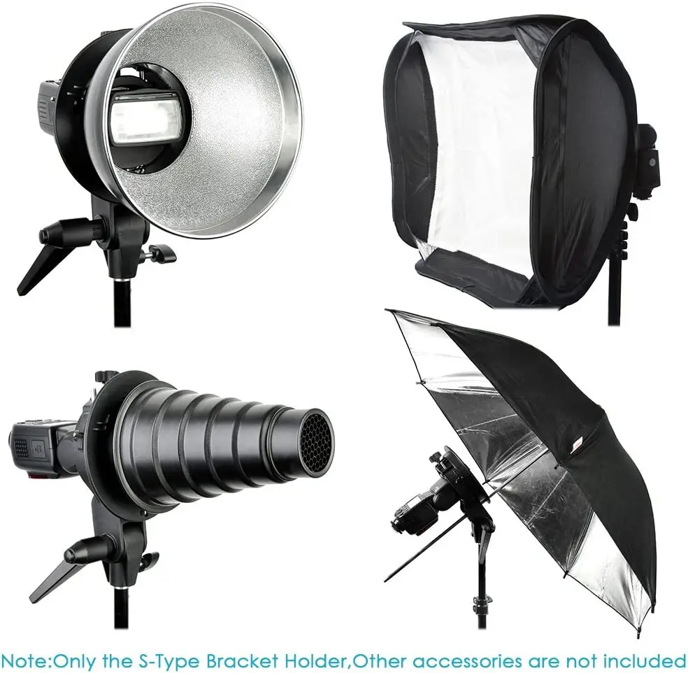 NEEWER S-Type Bracket Holder with Bowens Mount for Speedlite Flash Snoot Softbox Beauty Dish Reflector Umbrella