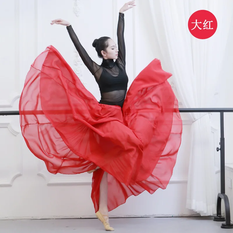 Jupe Longue De Danse Du Ventre En Mousseline – Style Bohème, Festival, Flamenco – Pour Femmes Et Filles