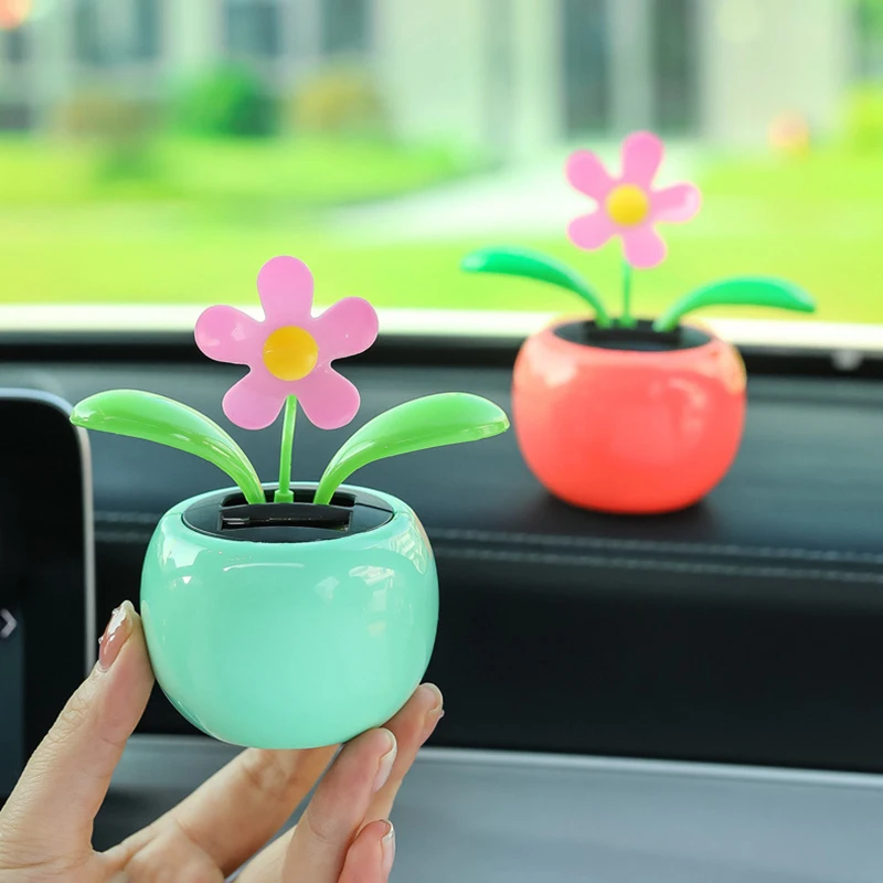 Flower Car Solar Ornaments Swaying Flower Decoration Ornaments Dashboard Solar Energy Dancing Flowers Swinging