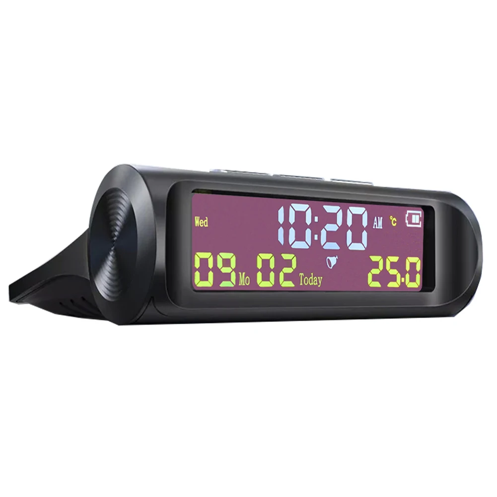 Car Clock Car Voltmeter Thermometer Car Clock Thermometer AN01 Solar LCD Car Digital Clock With Date Week Time Inner Temperature Display Voltage Meter Solor Charging