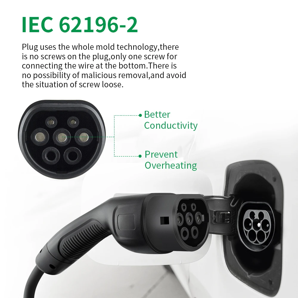 EVSUN EV ڵ   ̺ 1   ڵ 16A  2 - IEC 62196 ÷  ̼ 3.7KW