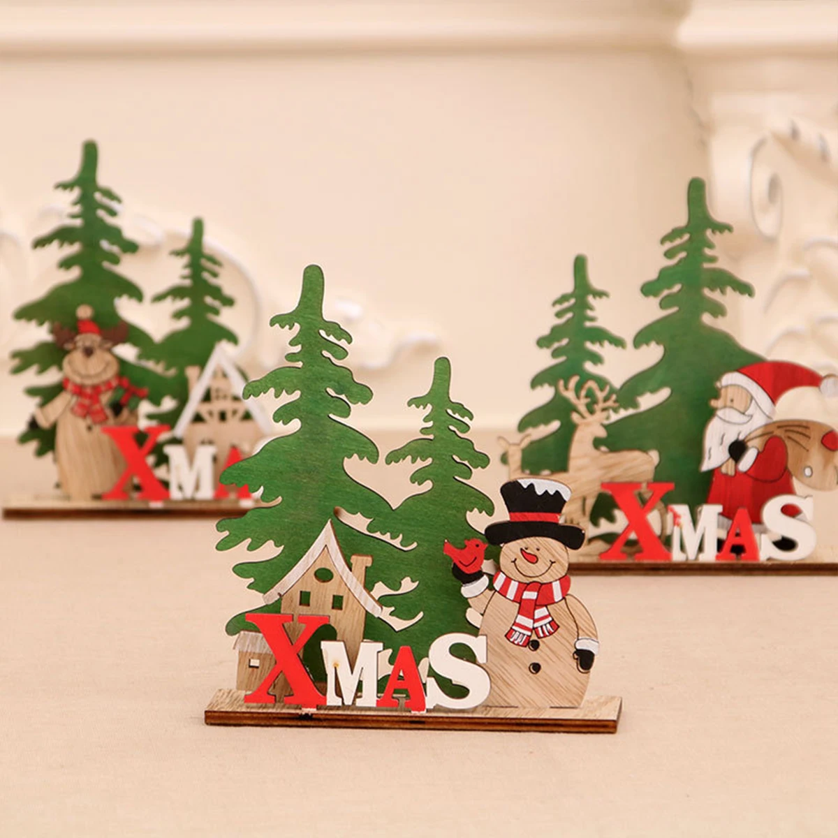 Christmas Decorations QIFU Xmas Noel Wooden Christmas Ornaments Merry Christmas Decor for Home Navidad Cristmas Decor Xmas Gifts New Year christmas decorations