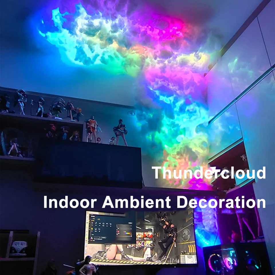 Lumière Nuage LED, Lumière LED Thundercloud 3D, Applique Murale Nuage VB, Kit De Mur De Nuages Lumineux Avec Couleur Réglable Pour Salle De Jeux Bar