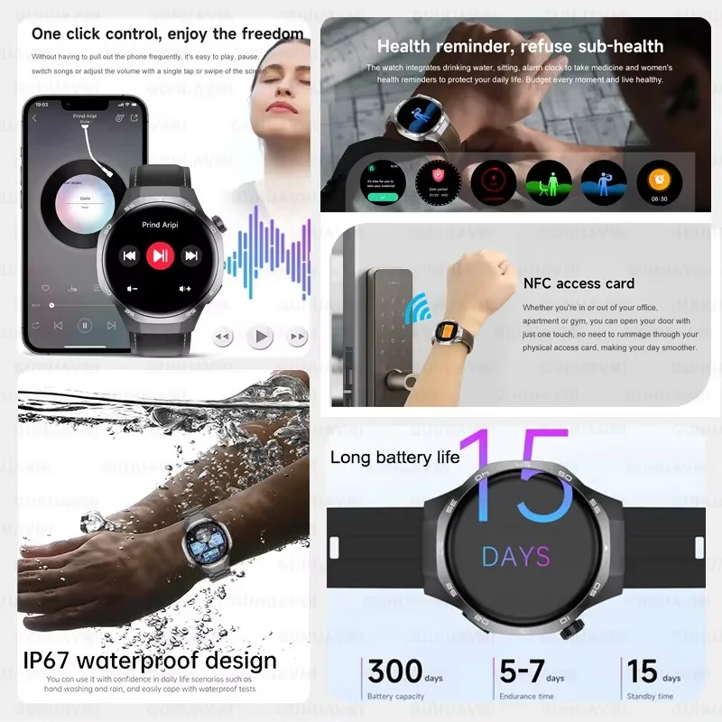 2025 New Watch GT5 Pro Smart Watch 1.53“ AMOLED Screen NFC GPS Tracker BT Call Health Waterproof Smartwatch Men Women For Huawei 3
