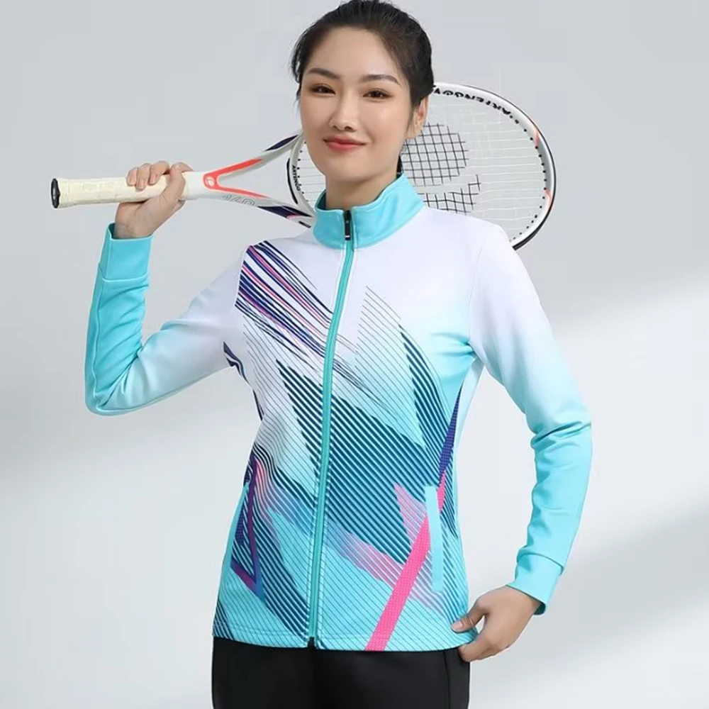 New in Autumn Winter Men Women Tennis Jacket Print Long Sleeve Table Tennis Ping Pong Badminton Jacket Couple Sportswear