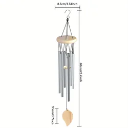 Auspicious Wind Chime with 6 Elegant Bells for Home Decor - Clear and Elegant Sound for Indoor and Outdoor Spaces (Silver)