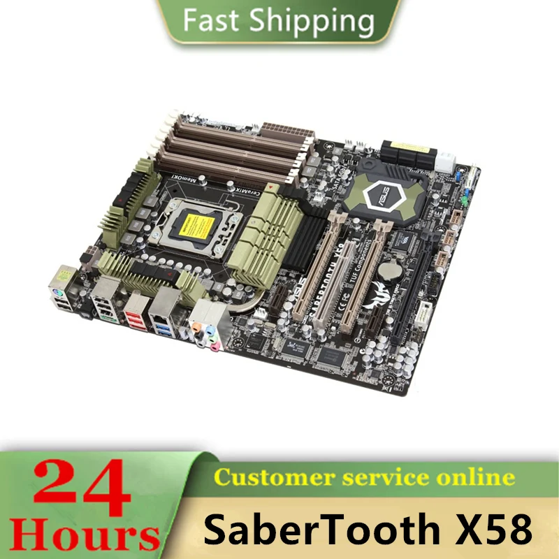 

Intel X58 SaberTooth X58 Used original LGA 1366 LGA1366 DDR3 24GB USB2.0 SATA2 Desktop Mainboard