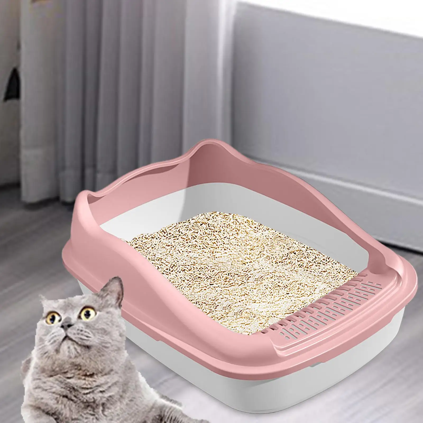 PetsLitterTrayLitterPanwithHighSidesKittyOpenTopCatsLitter