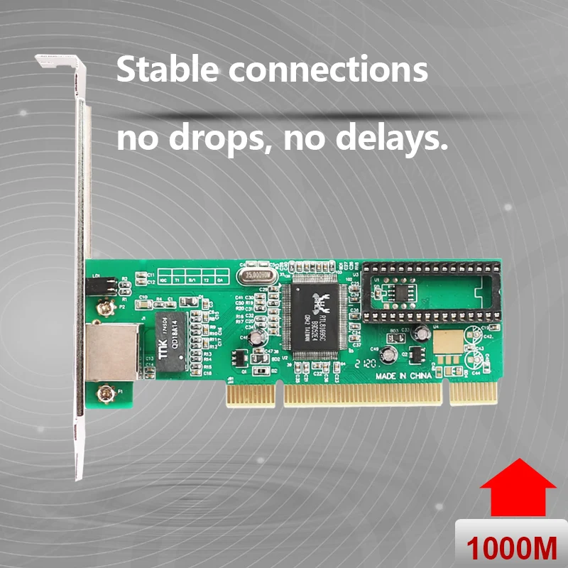 데스크탑 PC용 기가비트 PCI 이더넷 카드 RTL8169 칩, 10/100/1000Mbps, RJ45 단일 포트, 대형 및 소형 케이스 네트워크 어댑터에 적합