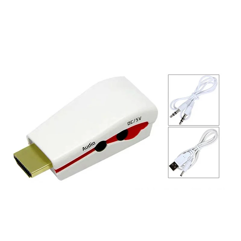 HDMI to VGA Male to Female Converter Set Top Box Game Player Laptop Input HDTV Monitor Projector Output Video Adapter