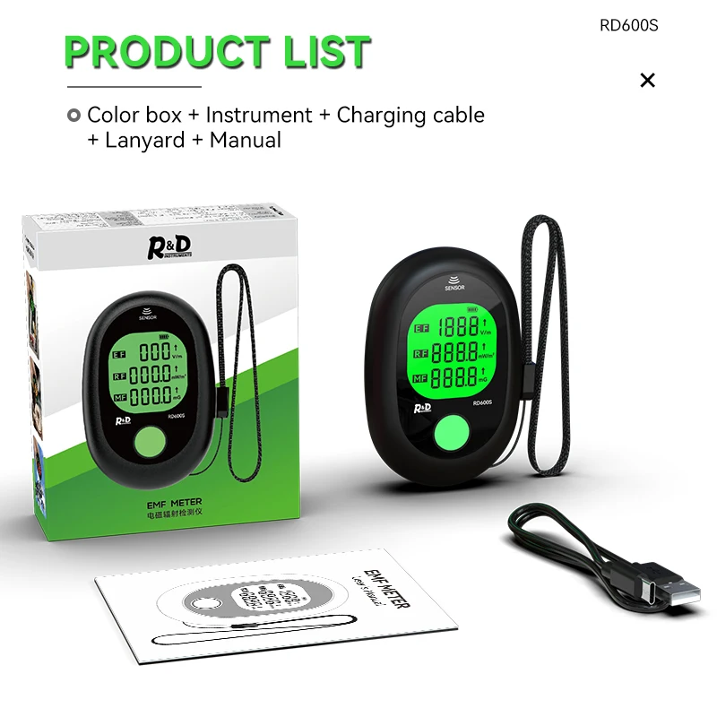 R&D RD600S EMF Meter Portable Electromagnetic Field Radiation Detector 3 in 1 EMF Detector Ghost Hunting Paranormal Equipment 6