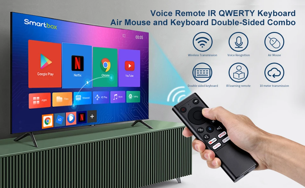 iPazzPort Universal Remote Mini Keyboard Wireless Combo With Voice Air Mouse, IR Learning Controller For Android TV_voghion.com