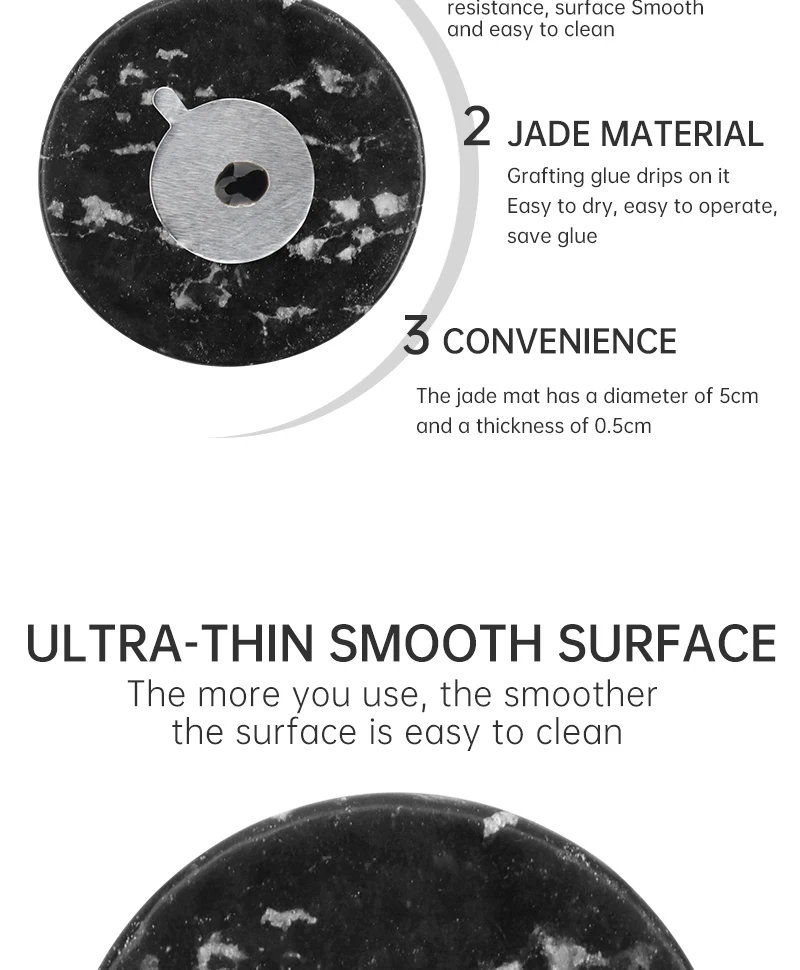 Schwarz Wimpern Pfropfen Dichtung Runde Palette Jade Stein Wimpern Verlängerung Kleber Palette Halter Pad Für Wimpern Extensions Werkzeuge – Detail 4