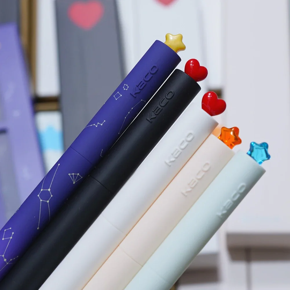 Cute STAR Gel Pens Rotate 0.5mm Black Ink Refills Ballpoint Pen Set Girls kawaii Stationery For Valentine's Day Gift 4