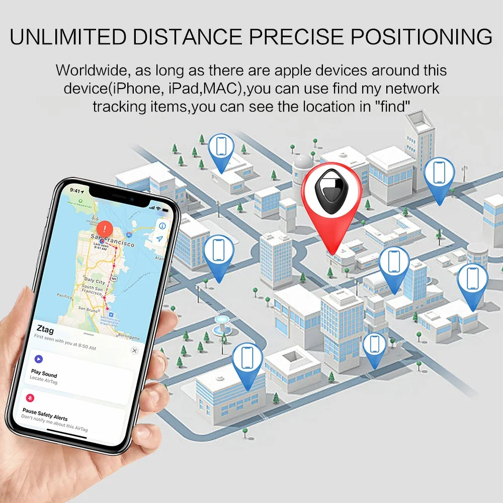 STOENGO Locator Anti Lost Tracker GPS Locator Key Finder Anti Lose Tracker Item Locator Key Chain Locator Anti Lost Locator Works With Apple Find My App Tracker For Lost Keys Bags Wallets Luggage Only For IOS