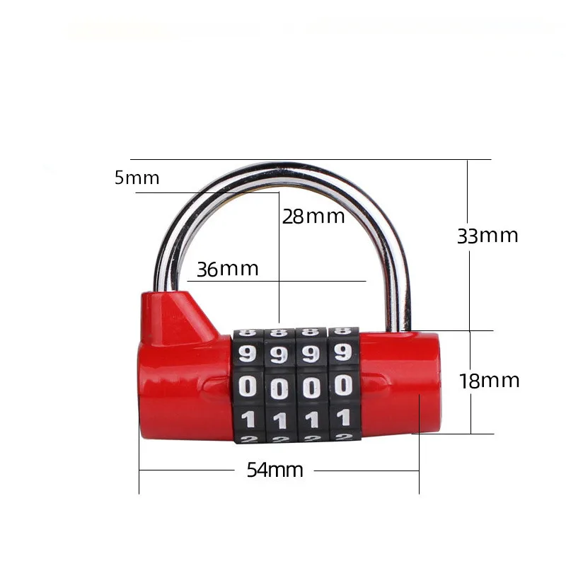 4,5 Digit Number Combination Travel Password Lock Combination Padlock Zinc Alloy 4 Colors Coded Lock Security