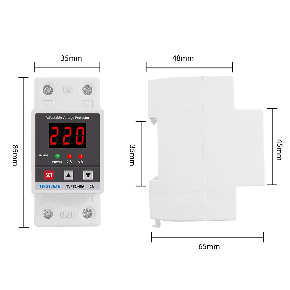 Voltage Protector Relay Voltage Relay Digital 40A 60A 63A din rail Adjustable Protection Over Under Automatic High Low Voltage