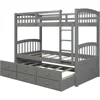 Wooden Bunk Bed Twin Over Twin Size with Trundle and 3 Storage Drawers, Detachable Bunkbeds Frame for Kids Teens Adults Bedroom 6