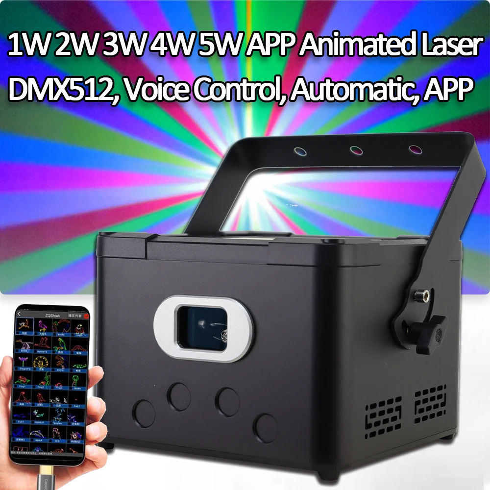 

APP 1W 2W 3W 4W 5W ILDA Beam Scanner RGB Laser Stage Light DMX DJ Wedding Club Disco Christmas Party Animation Projector Light