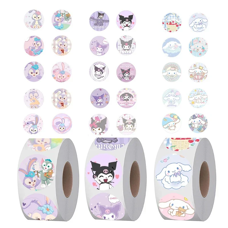 

500 шт. круглые наклейки Sanrio с застежкой, милые наклейки с персонажами из мультфильмов Мелоди пачакко, подарочные украшения с застежкой