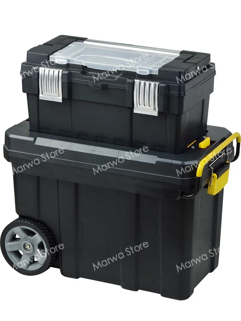 Multi-function trolley tool box, double layer movable box thickened wheelie cart