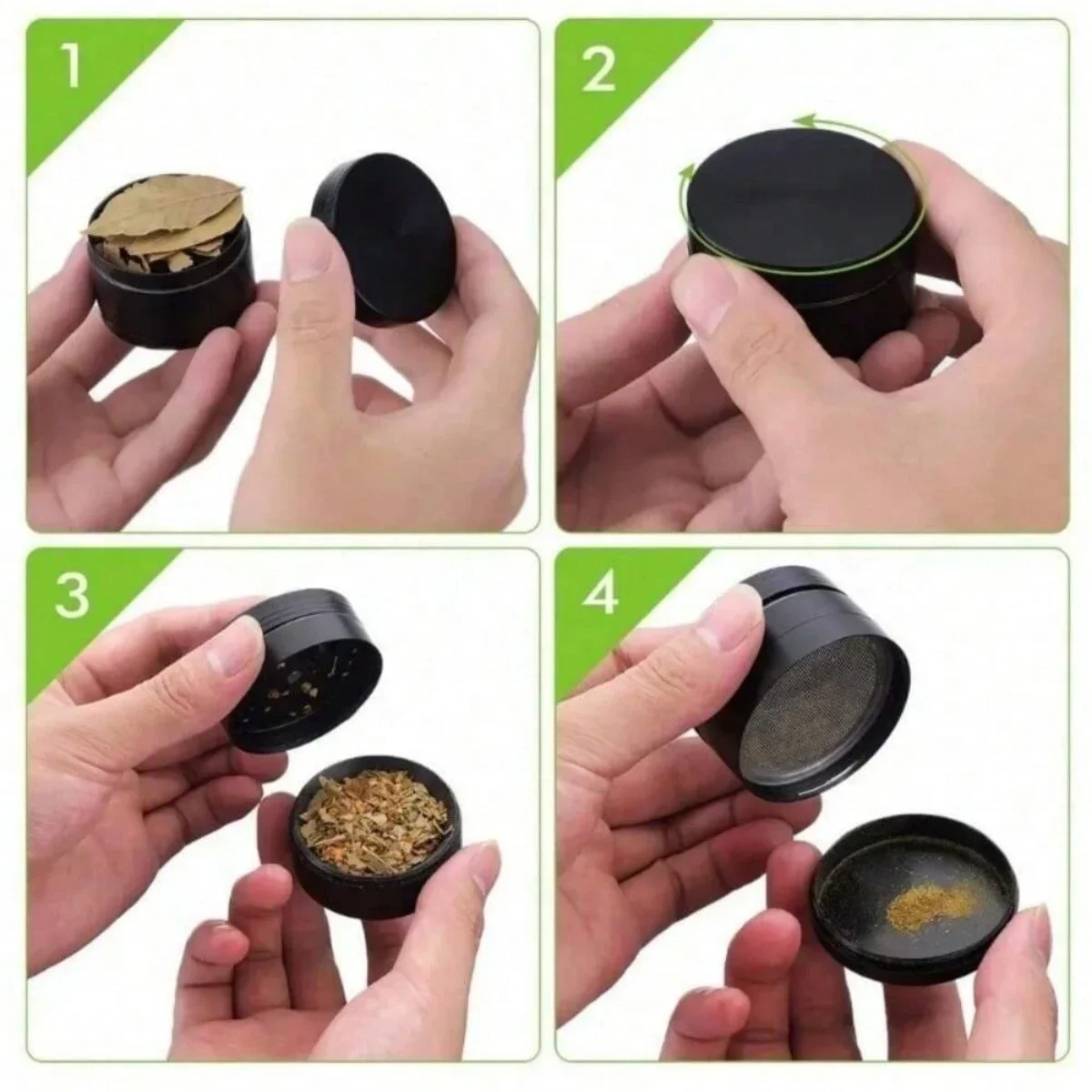 50mm Metal Lip Herb Grinder 4-layers Spice Pepper Mill Mortar Raw Grass Tobacco Grinder Cigarette Smoke Accessories Kitchen Tool