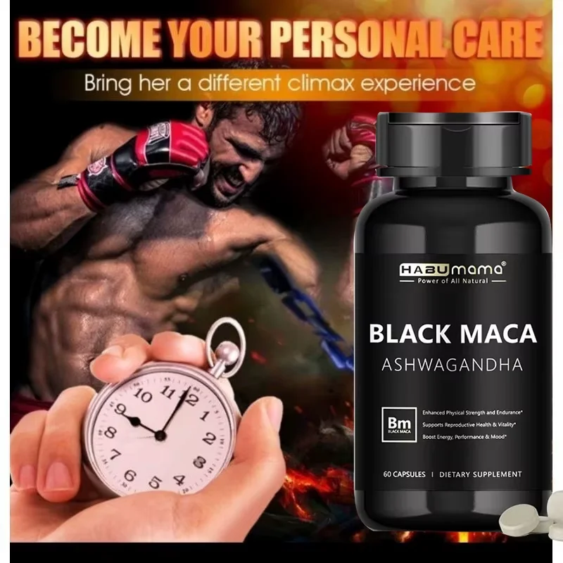 Organic Black Maca Root + Ashwagandha Extract Supplement for Women & Men Erect Energy Endurance Vegan Pills organic maca supplement