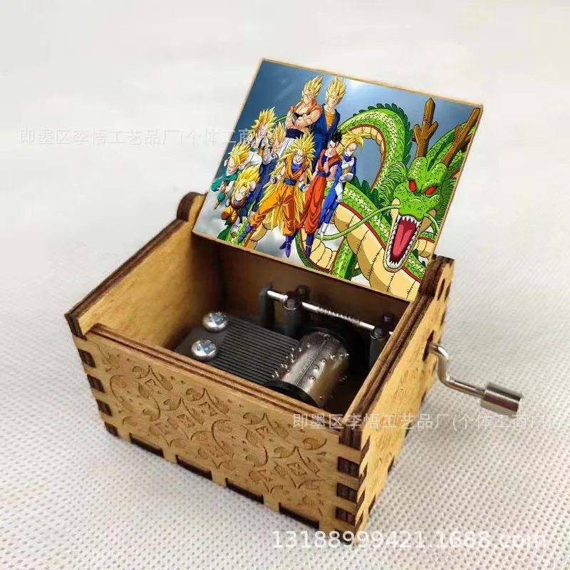 Wooden Music Box Anime One Piece Luffy Zoro Pattern Hand Cranked Home Decoration Carved Musical Box Valentine's Birthday Gift